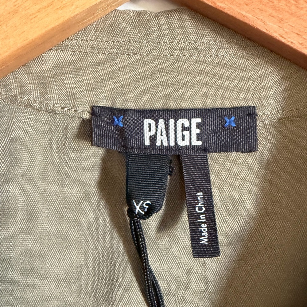 NWOT PAIGE Cactus Green Mayslie Button Down Mini Dress - Picture 9 of 11